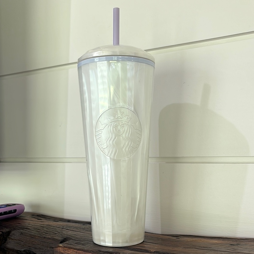 Starbucks White Drinkware Tumbler with Iridescent Finish